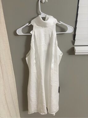 Lulu's White One-Shoulder High-Neck Dress